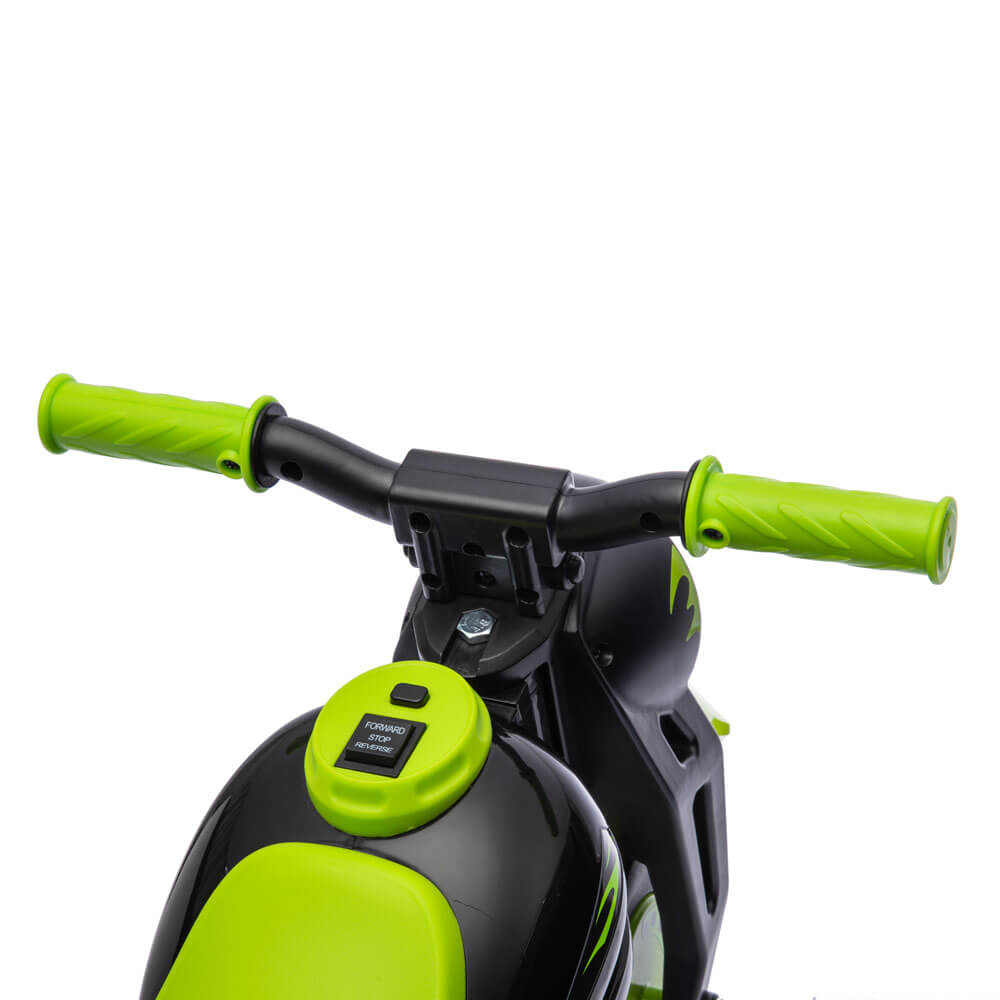 Motocicleta electrica pentru copii verde + Cadou masina de facut baloane