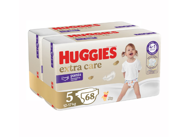 Pachet Scutece chilotel Huggies Extra Care 5, 12-17 kg 68 buc