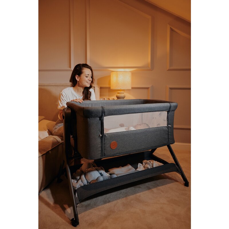 Patut co-sleeper Lionelo Leonie Plus pliabil cu sistem de leganare bej - 6