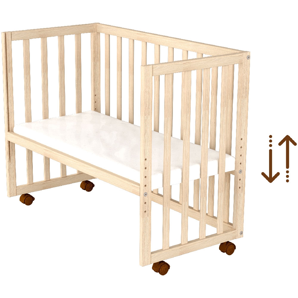 Patut copii din lemn co-sleeper Eva 94x46 cm natur - 4