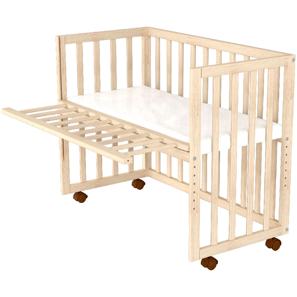 Patut copii din lemn co-sleeper Eva 94x46 cm natur - 6