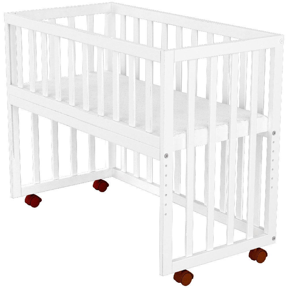 Patut copii din lemn co-sleeper Matei 94x46 cm alb