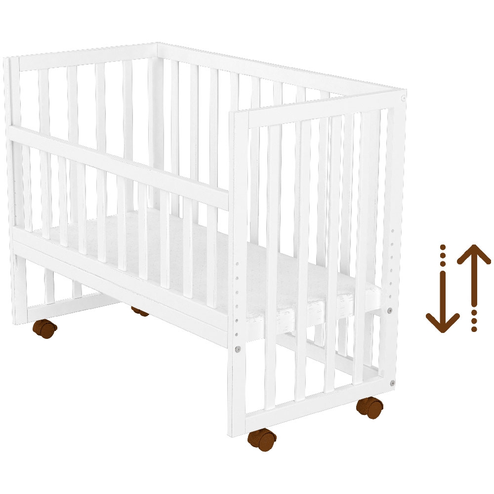 Patut copii din lemn co-sleeper Matei 94x46 cm alb - 2 | YEO