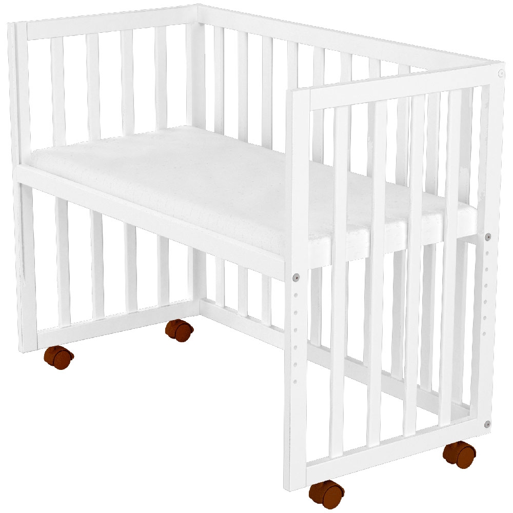 Patut copii din lemn co-sleeper Matei 94x46 cm alb - 3