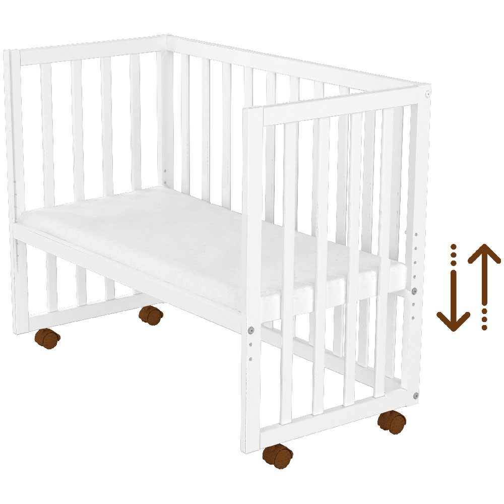 Patut copii din lemn co-sleeper Matei 94x46 cm alb - 4