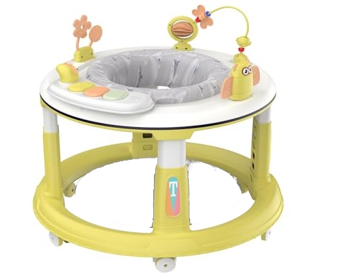 Premergator bebelusi Little Mom Activity Yellow, educational, cu panou interactiv, sezut rotativ 360 grade, roti pivotante silentioase, dimensiune 68 x 68 x 50 cm - 7