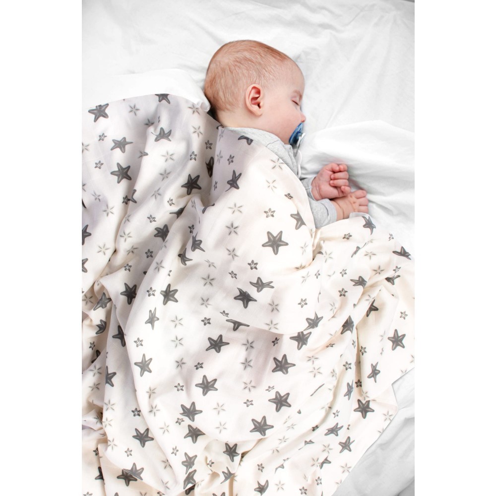 Scutec muselina SeviBebe din bumbac organic 100x100 cm Stars - 1