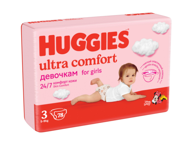 Scutece Huggies Ultra Comfort 3 fetite 5-9 kg 78 buc