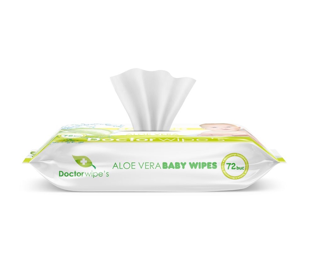 Servetele umede Doctor Wipes cu extract de Aloe Vera 72 bucati in cutie cu capac - 1