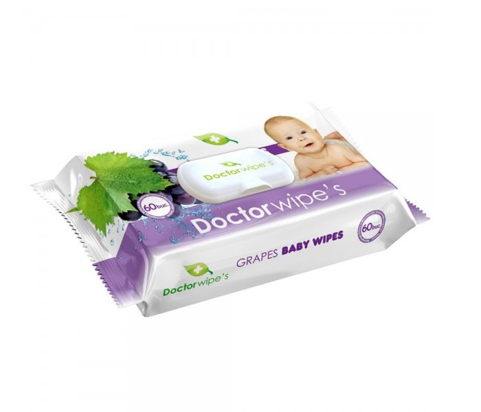 Servetele umede Doctor Wipes cu ulei din samburi de struguri Grapes 72 bucati in cutie cu capac - 1