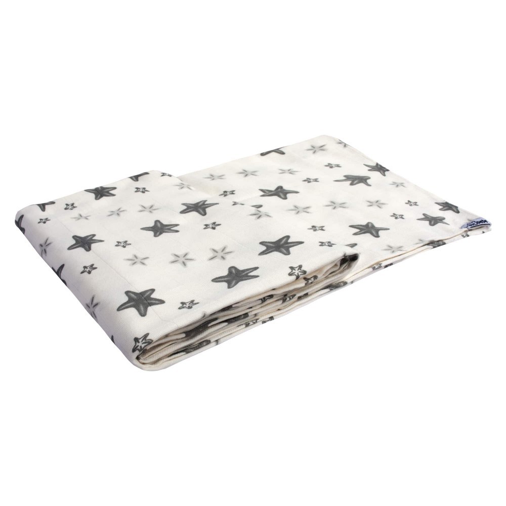 Set 2 museline din bumbac organic Sevibebe Grey Stars 70x55cm - 1