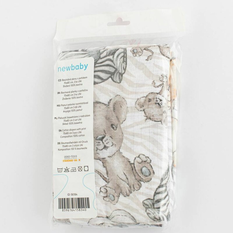 Set 3 scutece New Baby multifunctionale din bumbac 70x80 cm multicolor - 5