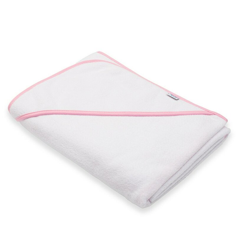 Set prosop cu gluga si manusa baie New Baby 100 x 100 cm basic white-pink - 2 | YEO