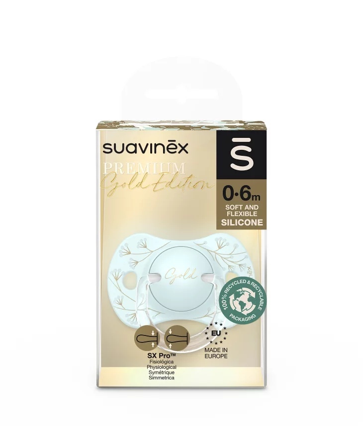 Suzeta fiziologica SX Pro din silicon 0-6 luni albastru Gold Premium - 1 | YEO