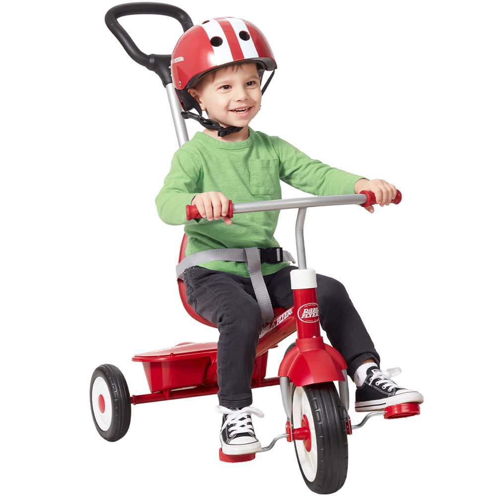 Tricicleta pentru copii Radio Flyer 3 in 1 Stroll N Trike rosu cu scaun cu pozitie ajustabila, roti silentioase, maner reglabil pe inaltime si detasabil, sistem roata libera, pana la 25 kg - 1 | YEO