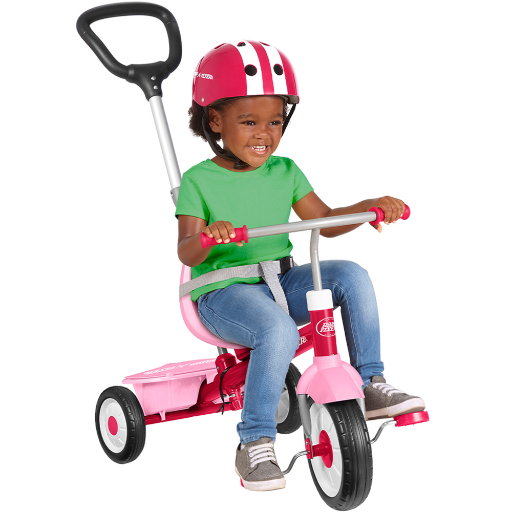 Tricicleta pentru copii Radio Flyer 3 in 1 Stroll N Trike roz cu scaun cu pozitie ajustabila, roti silentioase, maner reglabil pe inaltime si detasabil, sistem roata libera, pana la 25 kg - 1 | YEO