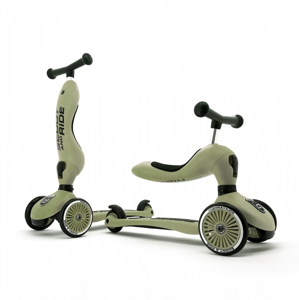 Trotineta copii cu sezut Scoot Ride HighwayKick 1 transformabila 2 in 1 olive