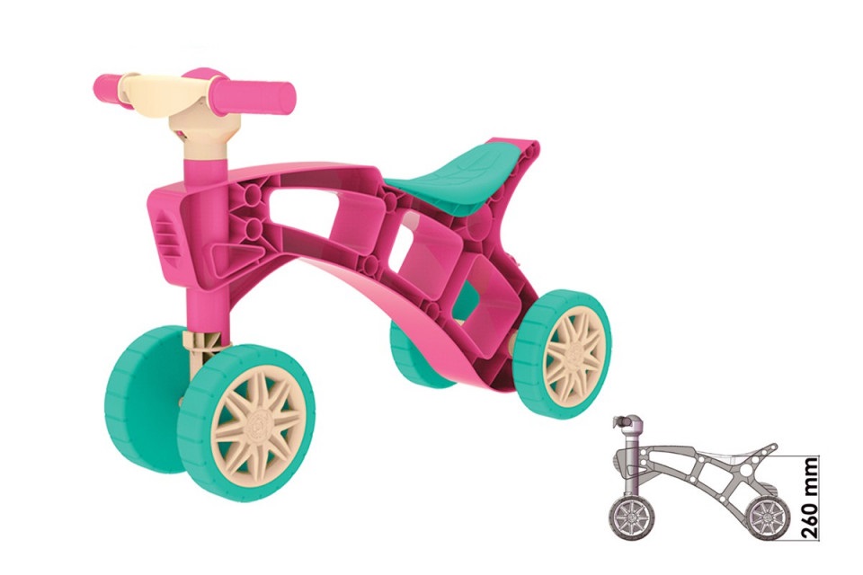 Vehicul de echilibru fara pedale cu 4 roti Minibike Pink
