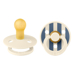 Set 2 suzete Bibs Colour Studio Collection Stripe Latex tetina rotunda 0 luni+ Ivory/Steel Blue