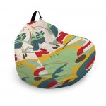 Husa fotoliu Puf Bean Bag tip Para XL fara umplutura Abstract Jungle verde