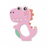 Jucarie de dentitie din silicon Dino Lucky pink