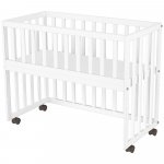 Patut copii din lemn co-sleeper Matei 94x46 cm alb