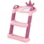 Reductor toaleta cu scarita si inaltime reglabila Little Mom Royal Pink