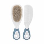 Set pieptan cu perie din par natural 0 luni+ blush blue