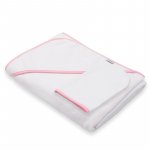 Set prosop cu gluga si manusa baie New Baby 100 x 100 cm basic white-pink