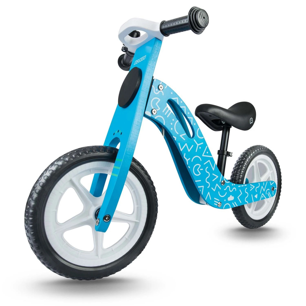 Bicicleta din lemn fara pedale cu roti EVA Ricokids Albastru - 6