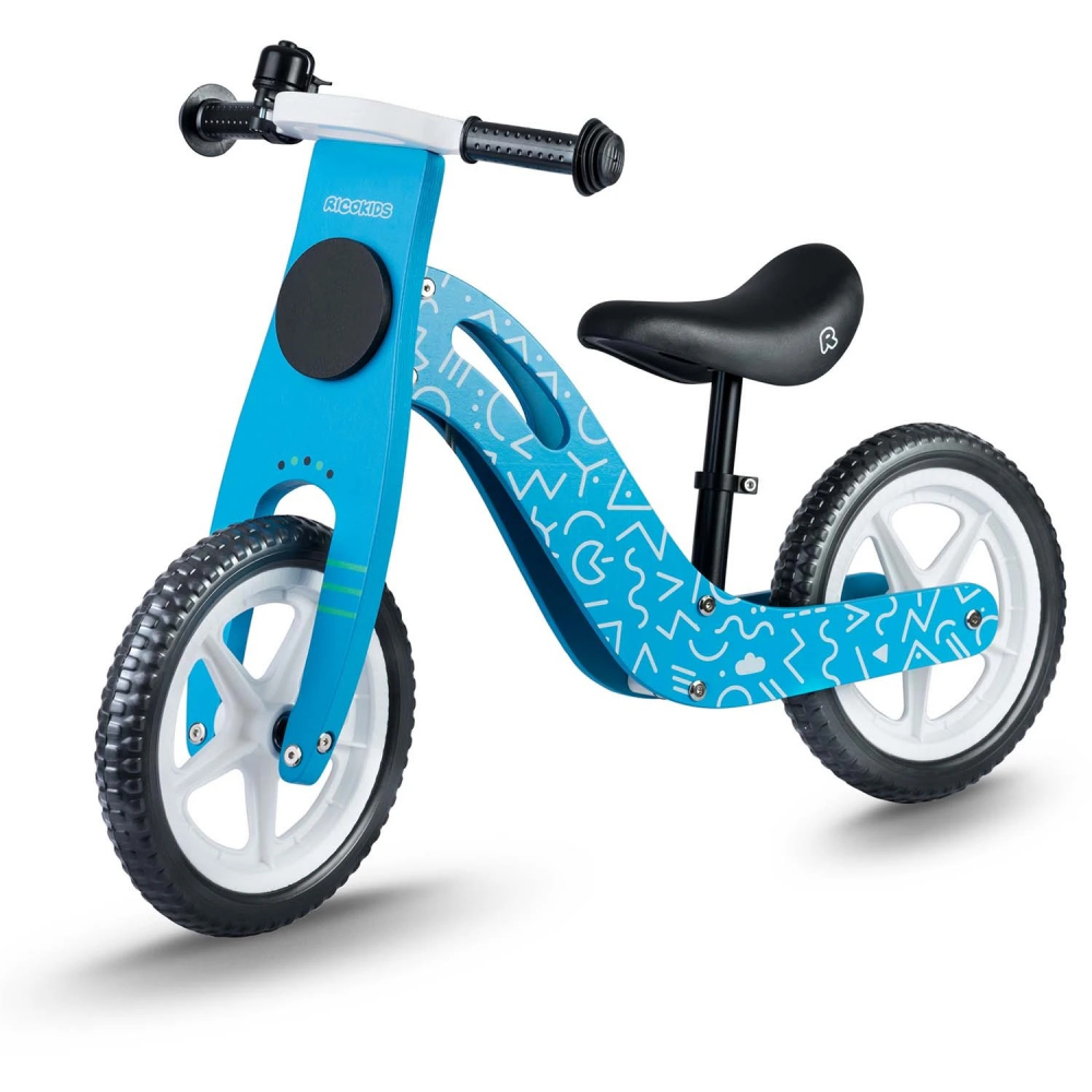 Bicicleta din lemn fara pedale cu roti EVA Ricokids Albastru - 10