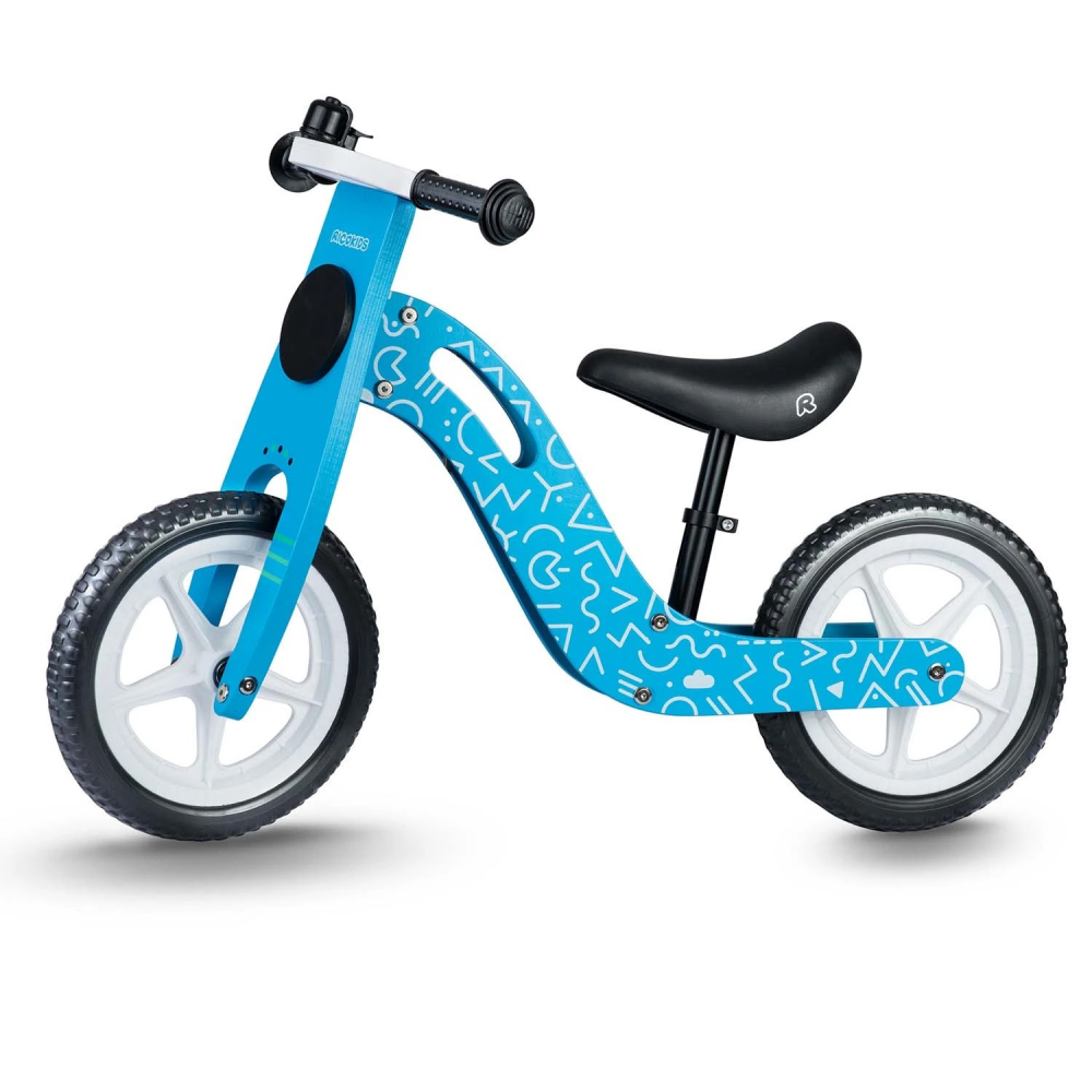 Bicicleta din lemn fara pedale cu roti EVA Ricokids Albastru - 8