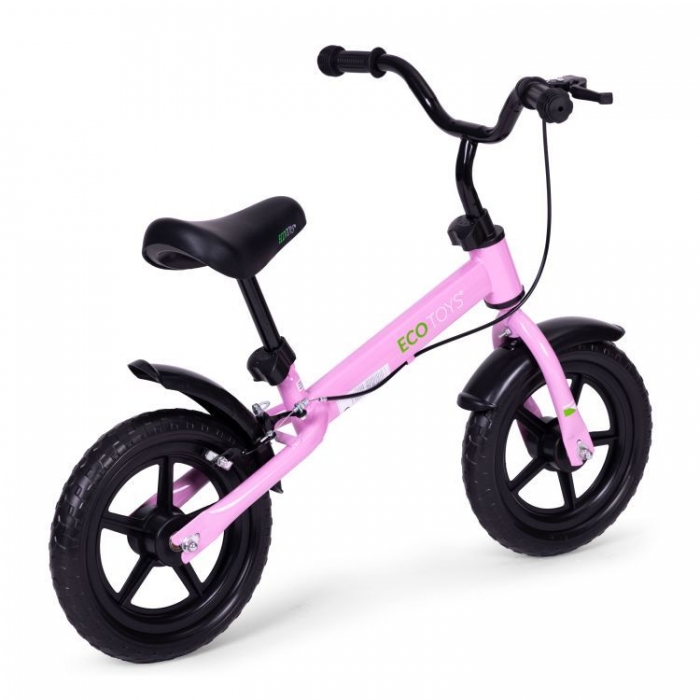 Bicicleta fara pedale cu frana de mana si roti din spuma Eva Ecotoys roz - 1 | YEO