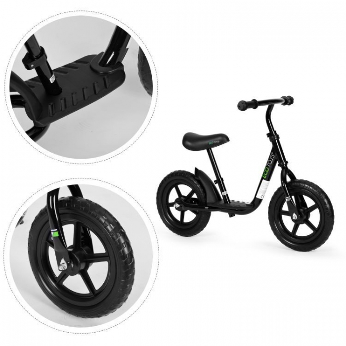 Bicicleta fara pedale EVA Ecotoys JT-BB-05 cu platforma si roti din spuma negru - 2 | YEO