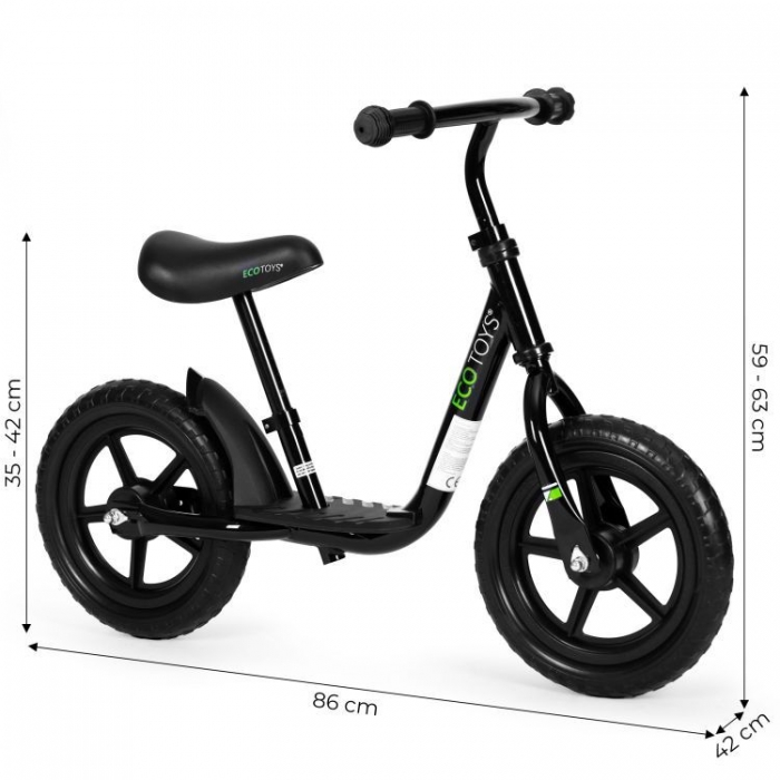 Bicicleta fara pedale EVA Ecotoys JT-BB-05 cu platforma si roti din spuma negru - 3