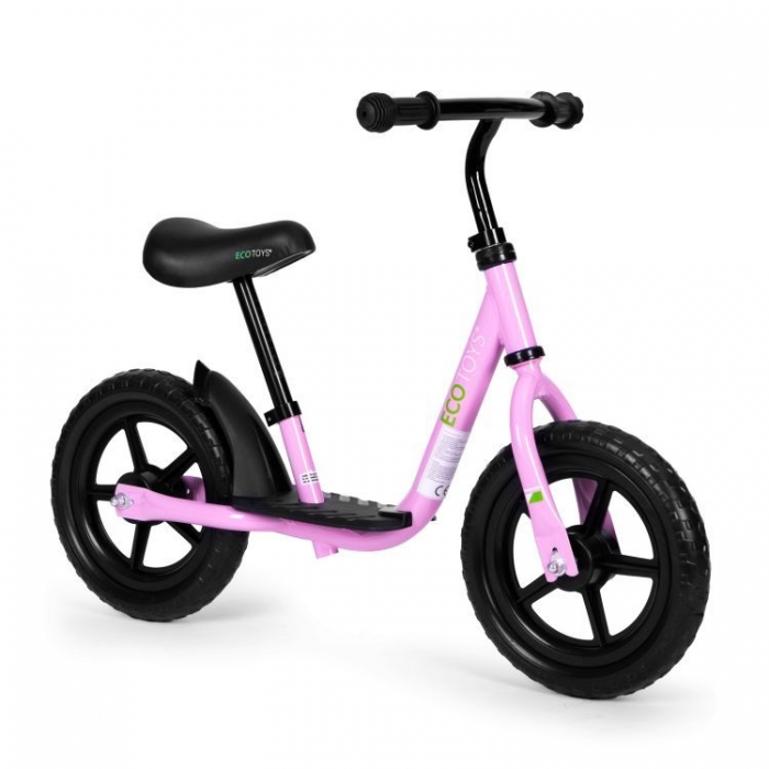 Bicicleta fara pedale EVA Ecotoys JT-BB-05 cu platforma si roti din spuma roz - 4