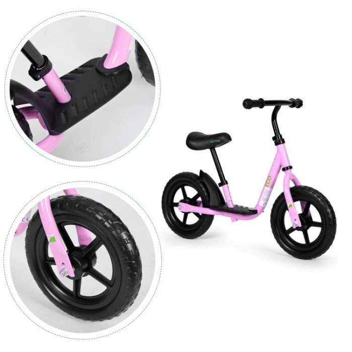 Bicicleta fara pedale EVA Ecotoys JT-BB-05 cu platforma si roti din spuma roz - 2 | YEO