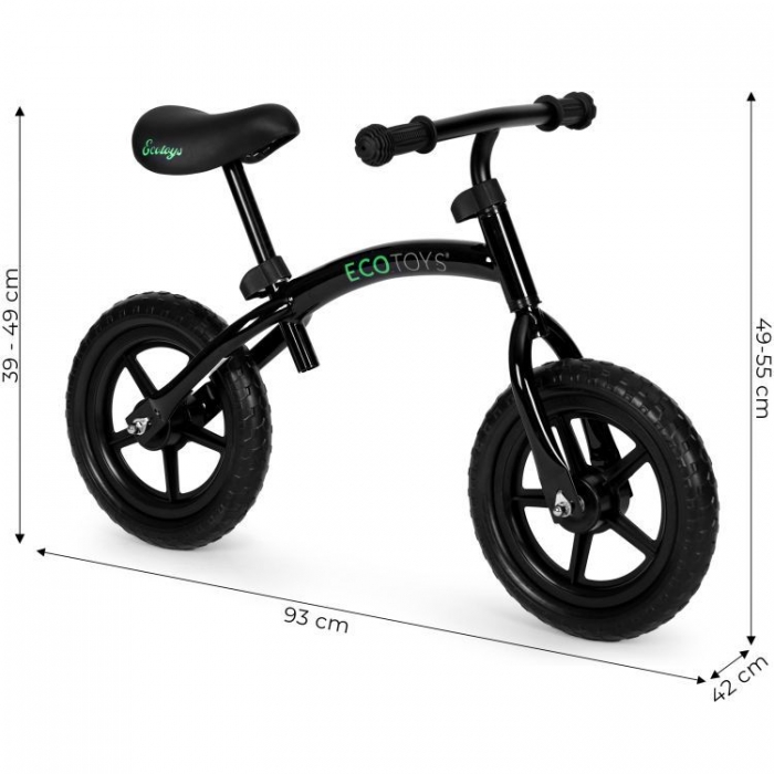 Bicicleta fara pedale cu roti din spuma EVA Ecotoys YM-BB-13 negru - 3