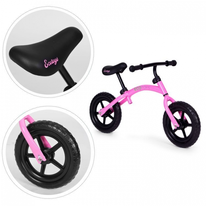 Bicicleta fara pedale cu roti din spuma EVA Ecotoys YM-BB-13 roz - 2