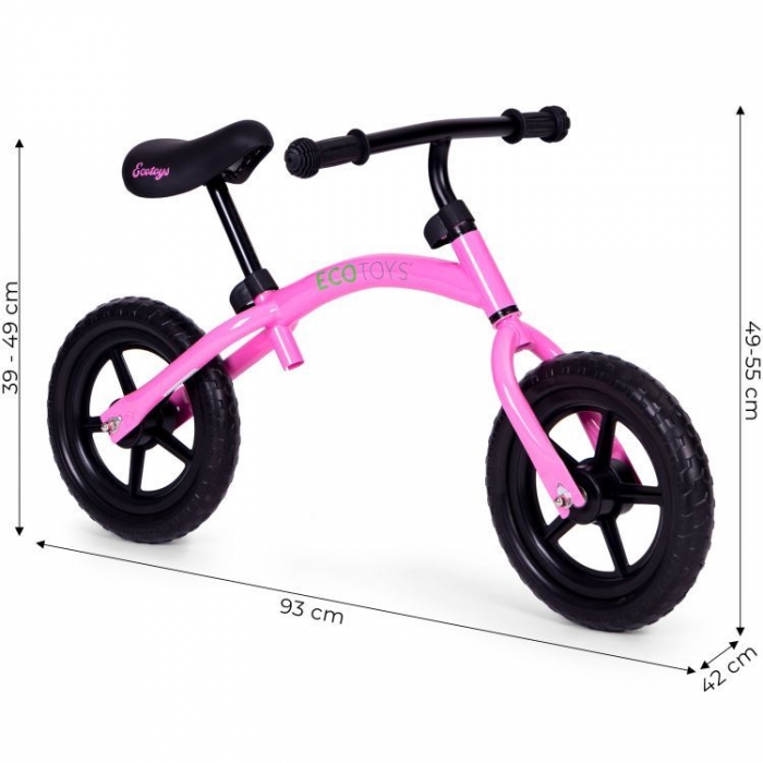 Bicicleta fara pedale cu roti din spuma EVA Ecotoys YM-BB-13 roz - 3