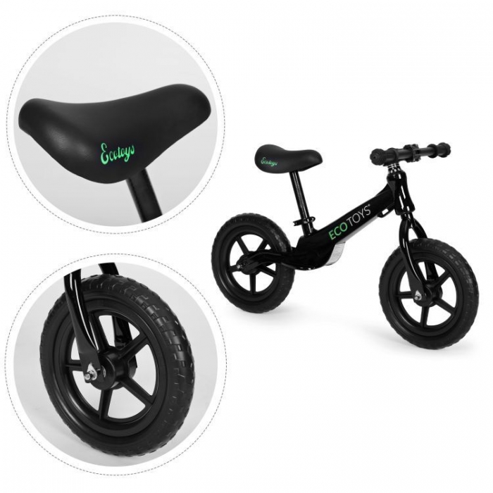 Bicicleta fara pedale cu roti din spuma EVA Ecotoys YM-BB-17 negru - 2 | YEO