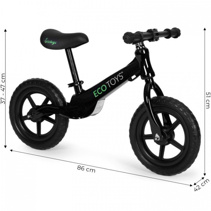 Bicicleta fara pedale cu roti din spuma EVA Ecotoys YM-BB-17 negru - 3 | YEO