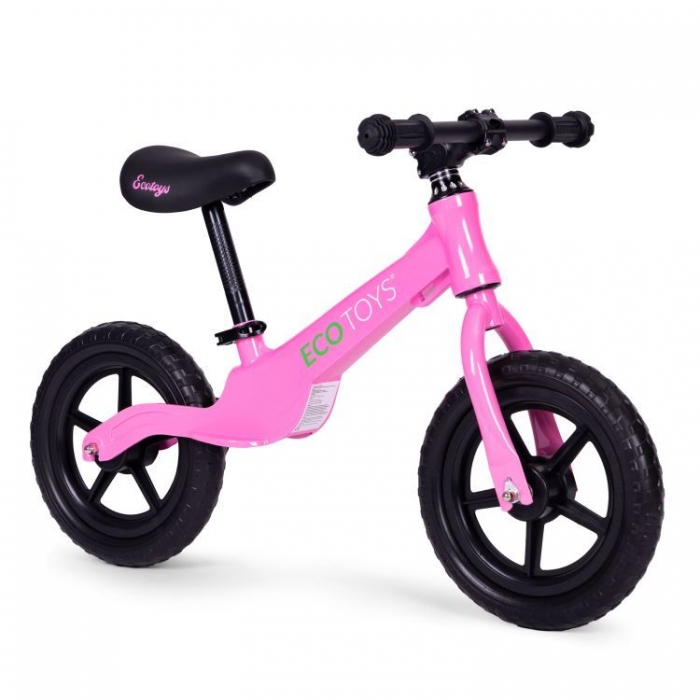 Bicicleta fara pedale cu roti din spuma EVA Ecotoys YM-BB-17 roz