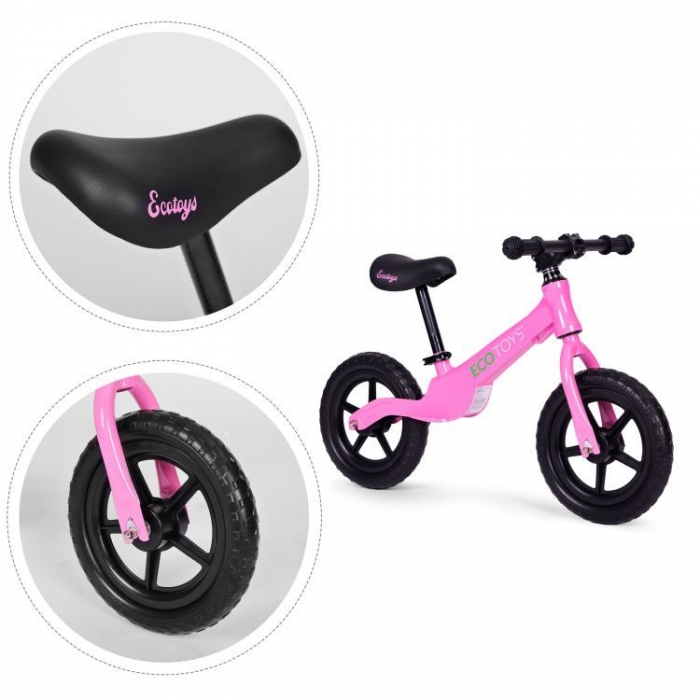 Bicicleta fara pedale cu roti din spuma EVA Ecotoys YM-BB-17 roz - 2 | YEO