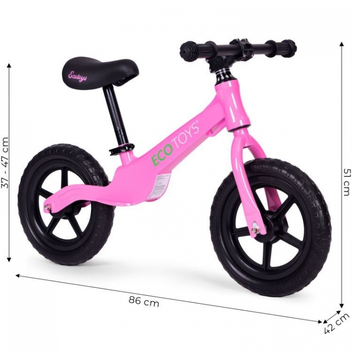 Bicicleta fara pedale cu roti din spuma EVA Ecotoys YM-BB-17 roz - 3 | YEO