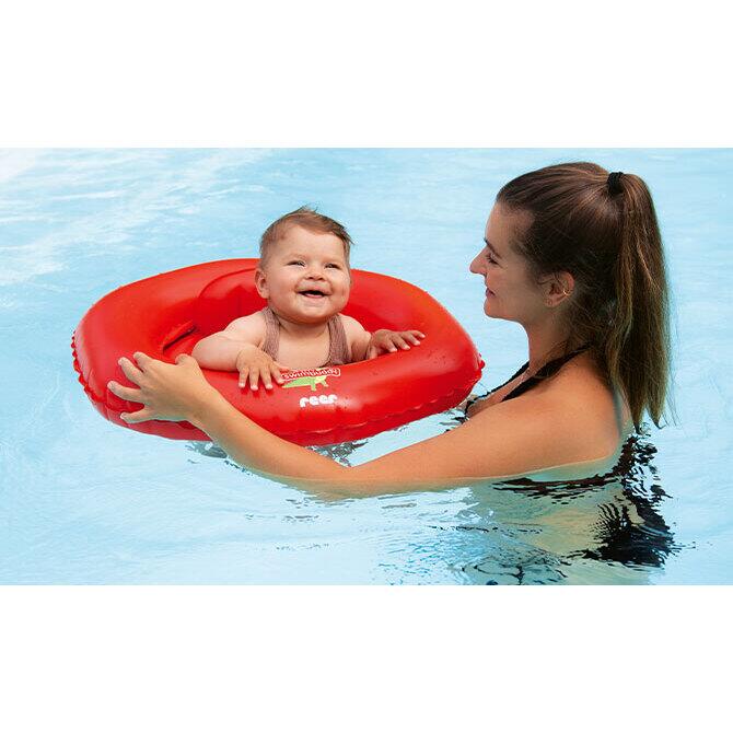 Colac scaun gonflabil de inot pentru bebelusi 6-12 luni rosu Reer MySwimBuddy Swim Seat