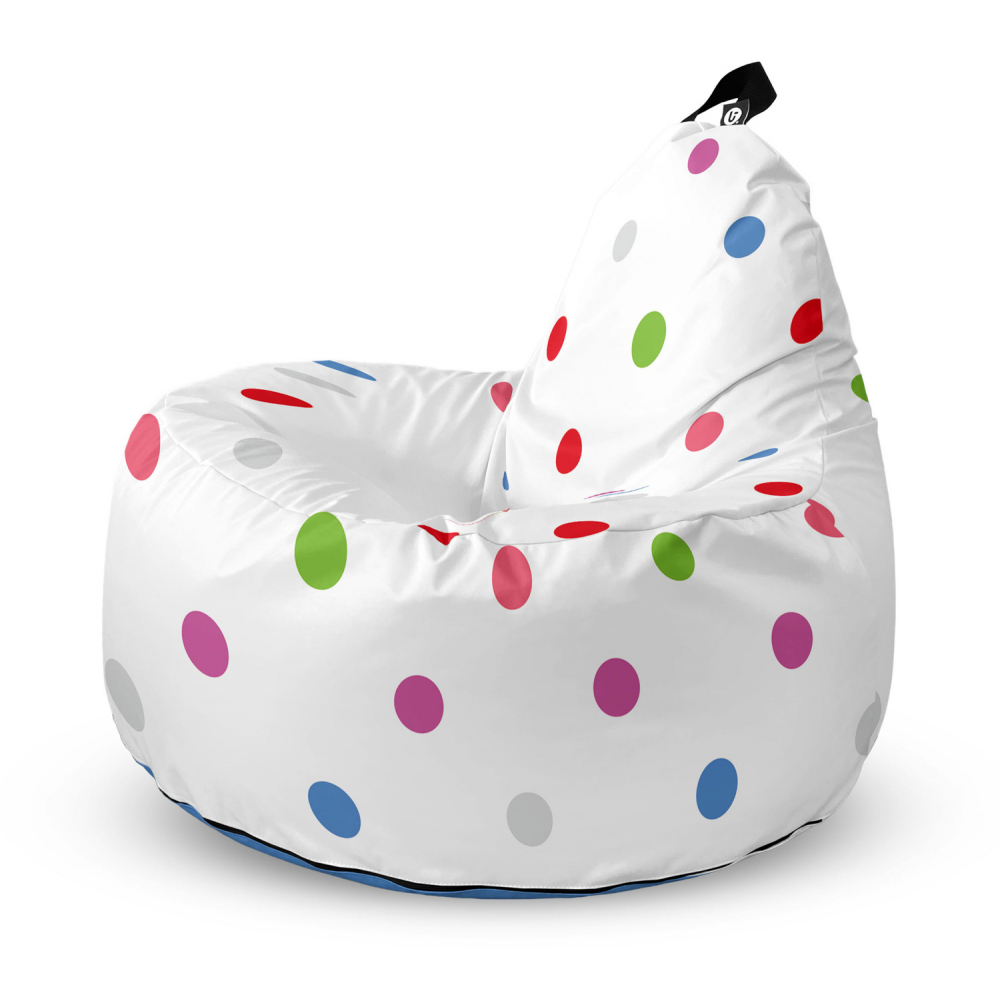 Fotoliu Updeco Puf Bean Bag tip Big Chill alb cu buline multicolore - 4