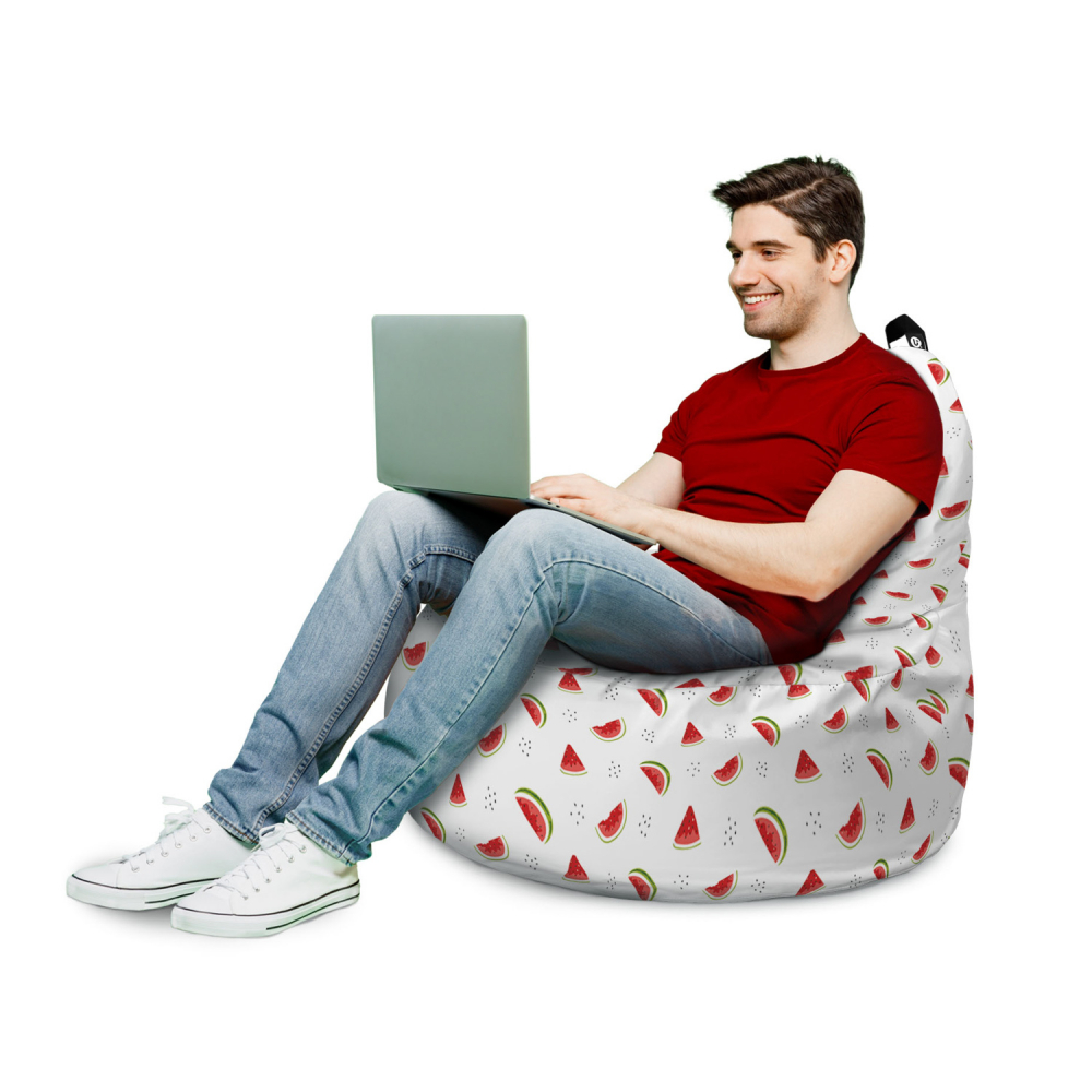 Fotoliu Updeco Puf Bean Bag tip Big Chill alb cu felii de pepene - 2