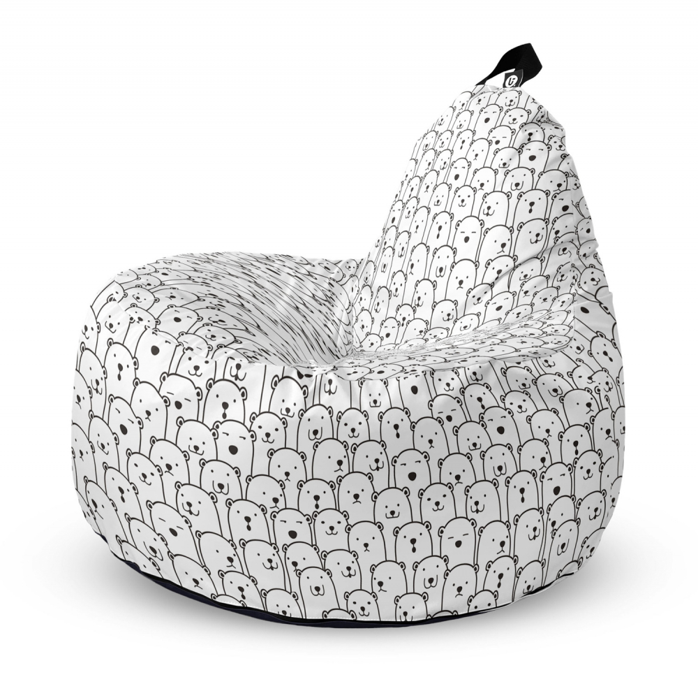 Fotoliu Updeco Puf Bean Bag tip Big Chill alb cu ursi - 4