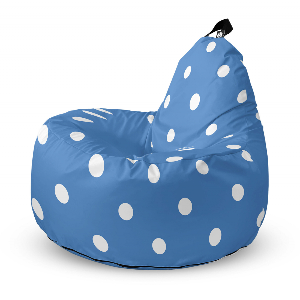 Fotoliu Updeco Puf Bean Bag tip Big Chill albastru cu buline albe - 4